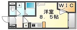レオネクストサンサン木の実2 ワンルームの間取図画像