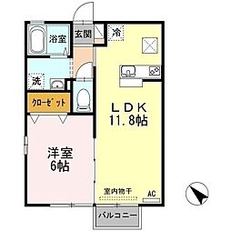 コンフォートウエスト 1LDKの間取図画像