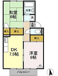 コーポ・シャルン 2DKの間取図画像
