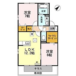 リビングタウン宇多津B 2LDKの間取図画像