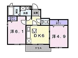 サンリットB 2DKの間取図画像