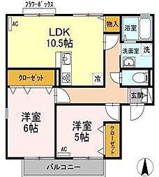 ドミール円座C 2LDKの間取図画像