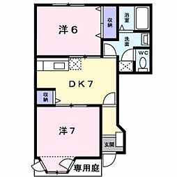 プライムハイツ1 2DKの間取図画像