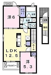 フェリーチェ六条B 2LDKの間取図画像