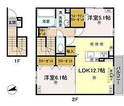 セジュール六条C 2LDKの間取図画像