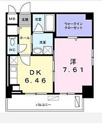 クラール上福岡 1DKの間取図画像