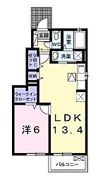 ラフォーレキャトル 1LDKの間取図画像