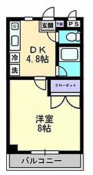 フォレスト林 1DKの間取図画像