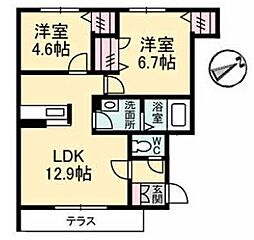 アトリエール 2LDKの間取図画像