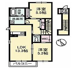 グランドソレイユA 2LDKの間取図画像