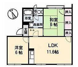 タウニィ長田 2LDKの間取図画像