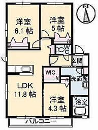 ロイヤルフェルティG 3LDKの間取図画像