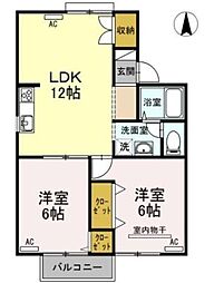 サンハイツMA 2LDKの間取図画像