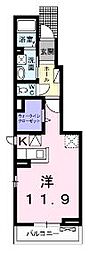 サンハイム今津A 1Kの間取図画像
