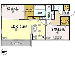 コンフォリア木太 2LDKの間取図画像
