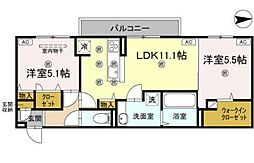 コンフォリア木太 2LDKの間取図画像