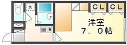 レオパレス天満 1Kの間取図画像
