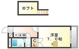 レオパレスサンフラワー 1Kの間取図画像