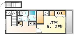 レオパレスソレアード国分寺 1Kの間取図画像
