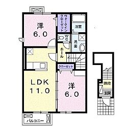 メゾンカルム3 2LDKの間取図画像