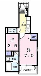 ノールシェルC 1Kの間取図画像