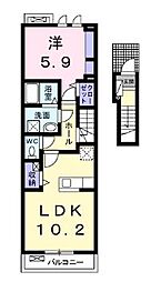フィオーレリンB 1LDKの間取図画像