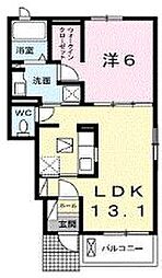 クラール丸亀原田B 1LDKの間取図画像