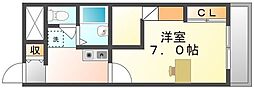 レオパレスソレアード国分寺 1Kの間取図画像
