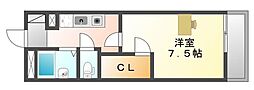 レオパレスアルブルヴィラージュ 1Kの間取図画像