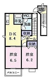 メゾン・ウォーム 2DKの間取図画像