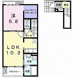 トラストコート2B 1LDKの間取図画像