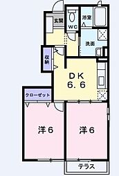 エマールカモガワ 2DKの間取図画像