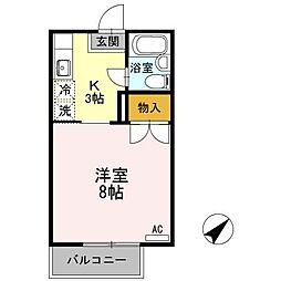メゾンU 1Kの間取図画像