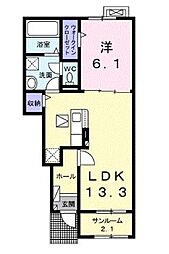 サニープレイス3 1LDKの間取図画像