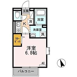 ホワイトウイング 1Kの間取図画像