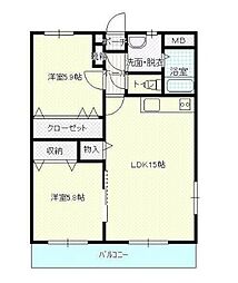 ループサイド 2LDKの間取図画像