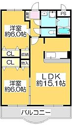 マリベールセレクト木太 2LDKの間取図画像