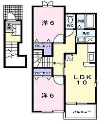 ロードスA 2LDKの間取図画像