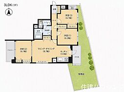クレストフォルム代々木上原 3LDKの間取図画像