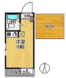 マイプラン中野中央B棟 1階ワンルームの間取り