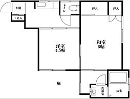さつき荘 1階2Kの間取り