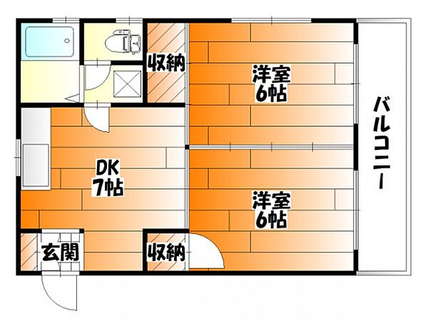 広島県広島市安佐南区山本２丁目(賃貸マンション2DK・3階・38.88㎡)の写真 その2