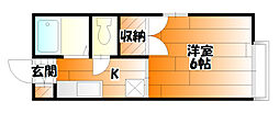 メゾンゆたか 1Kの間取図画像