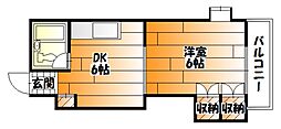 アーバン田部 1DKの間取図画像