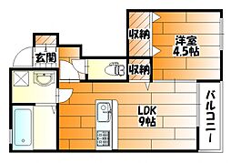 ソリエ長束 1LDKの間取図画像