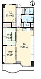 マリンパレス明石 3LDKの間取図画像