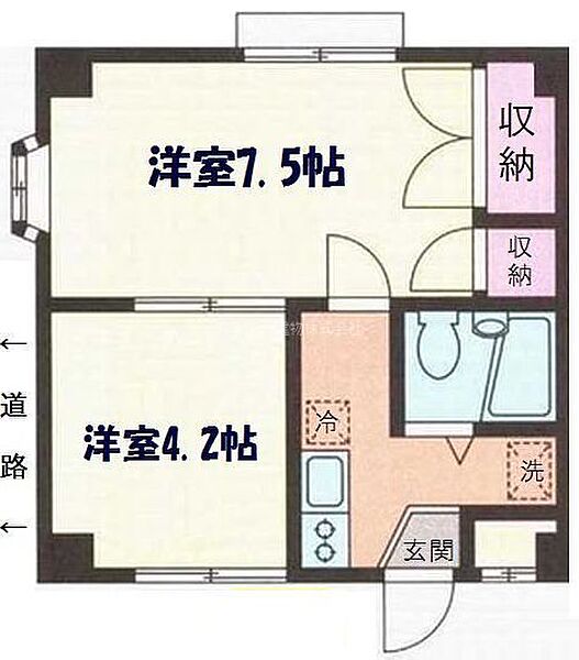 マンション昇栄 303｜千葉県千葉市中央区旭町(賃貸マンション2K・3階・29.34㎡)の写真 その2