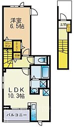 ラメゾン385 205 2階1LDKの間取り