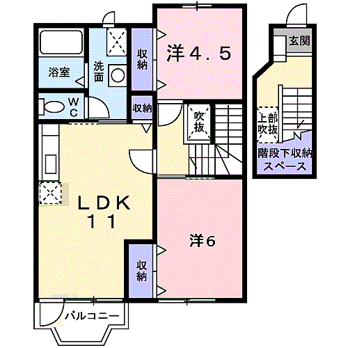 フレイム Ａ ｜京都府舞鶴市田中町(賃貸アパート2LDK・2階・59.77㎡)の写真 その2