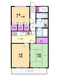 ラ・ウル北田 3Kの間取図画像